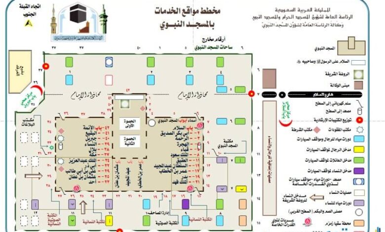 خريطة أبواب المسجد النبوي