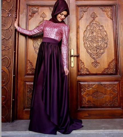 font b Hijab b font Long Sleeve Evening Dress Arabic Gowns 2016 NEW Cheap Elegant صور فساتين محجبات مودرن 2024 (اجمل فساتين المحجبات)