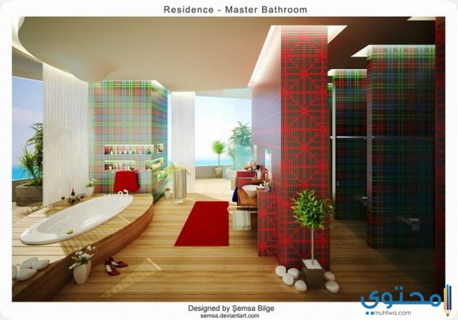 سيراميك الجدران للمطبخ والحمام1 ديكورات منازل باللون الأحمر 2024 عصرية مودرن