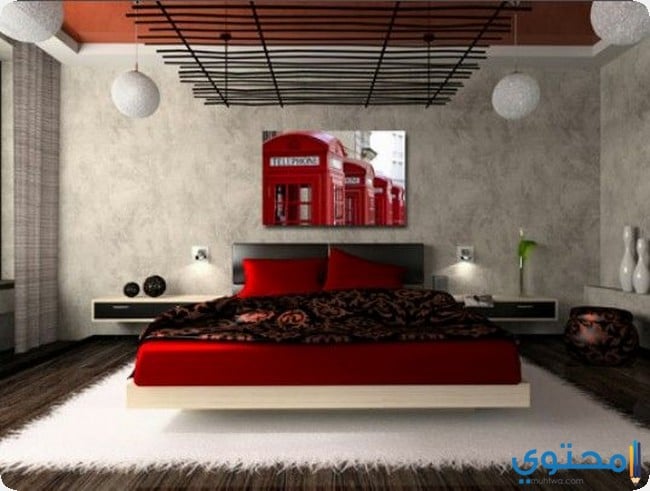 غرف النوم13 ديكورات منازل باللون الأحمر 2024 عصرية مودرن