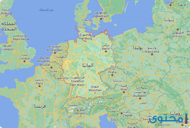 خريطة المانيا وحدودها بالعربي كاملة