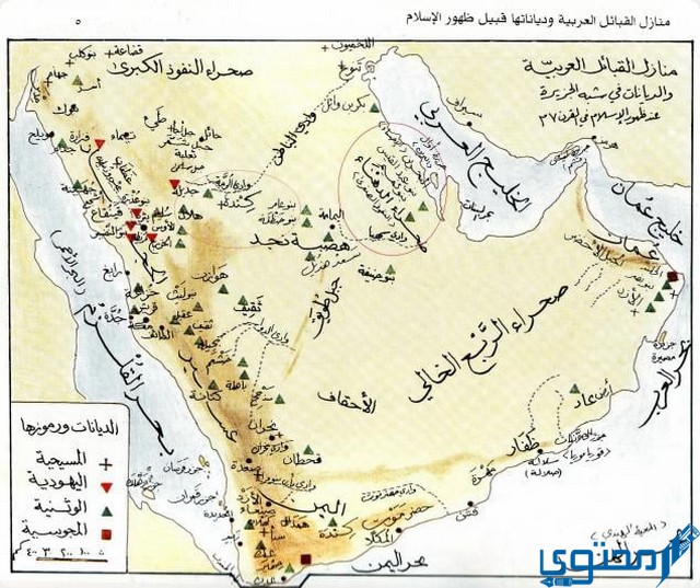 خريطة توزيع القبائل في السعودية