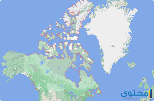 خريطة كندا والدول المجاورة بالعربي